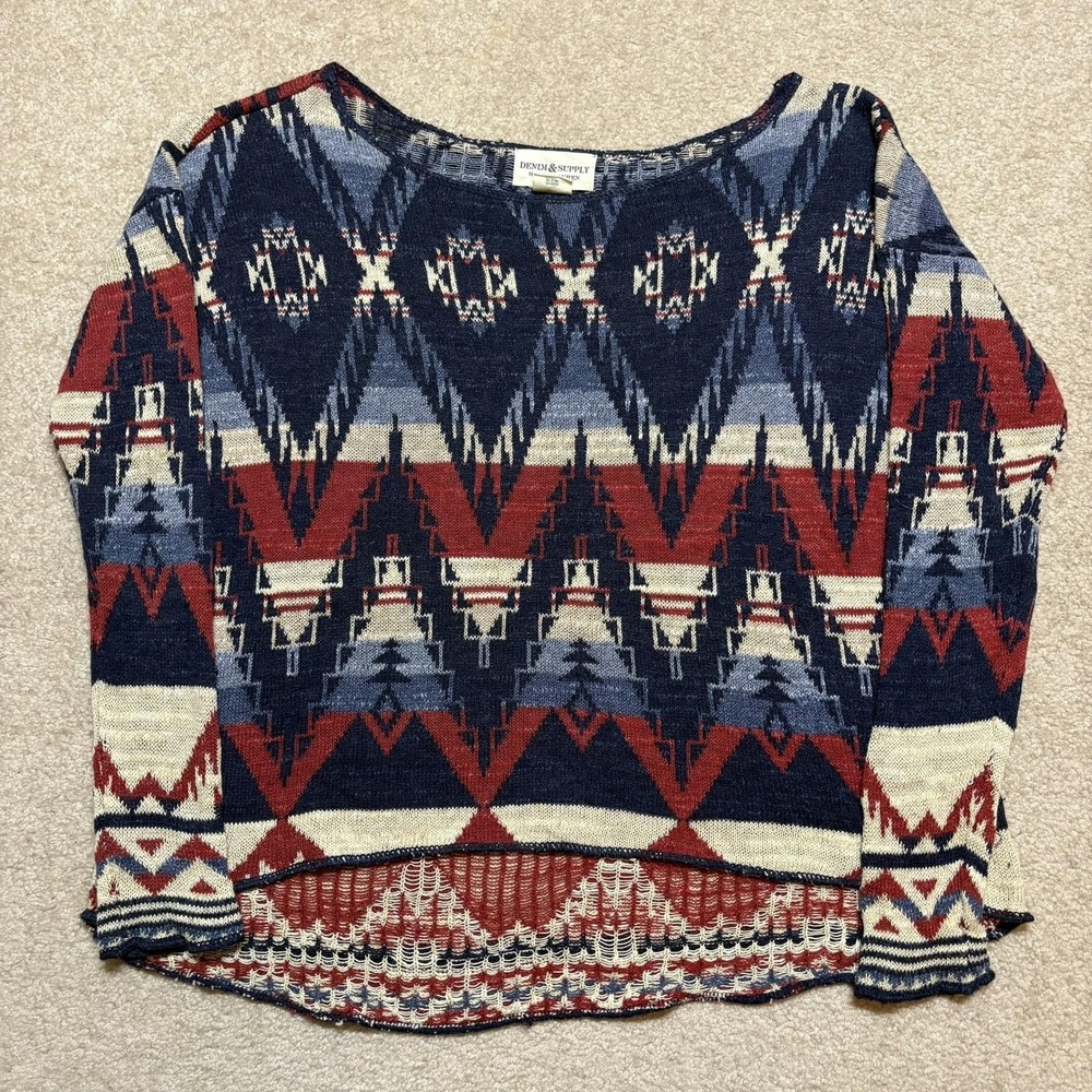 Denim & Supply‎ Ralph Lauren Sweater Small Southwestern Aztec Knit Boat Neck